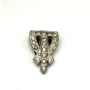 Vintage Art Deco Rhinestone Dress Clip Silver Tone Jewelry Accessory